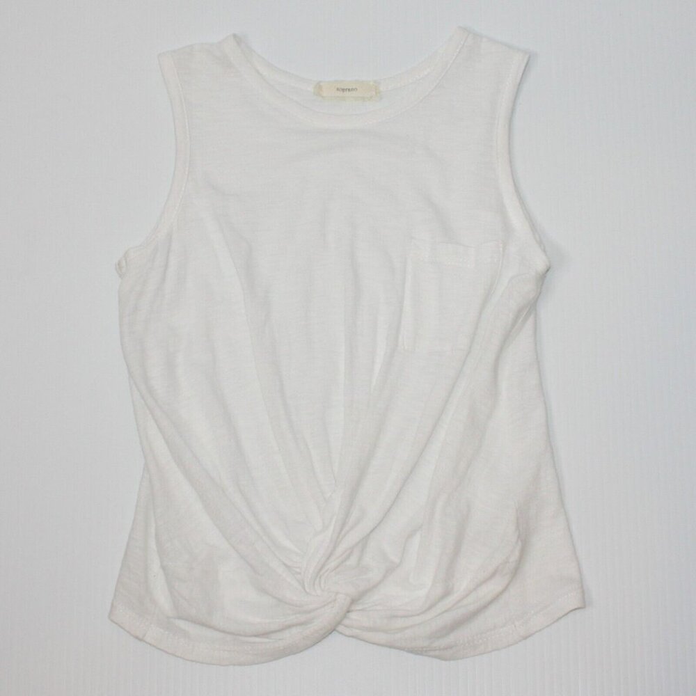Soprano Girl's Twisted Front White Tank Top Shirt size M 10-12